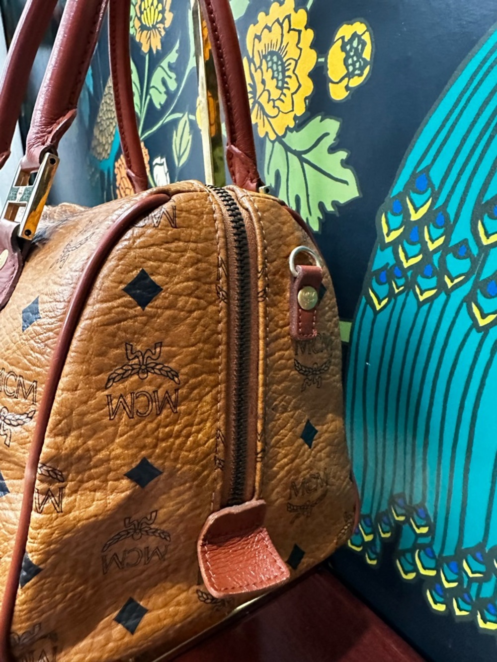Vintage MCM München Boston Bag Cognac Visetos Satchel German Era Top Handle - Picture 7 of 14